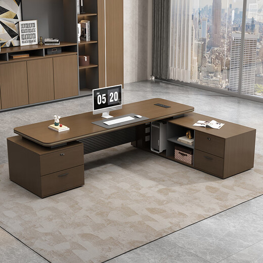 Minrui boss table high-end light luxury manager table high-end president table simple modern single office desk and chair executive desk 2.0 meters boss table