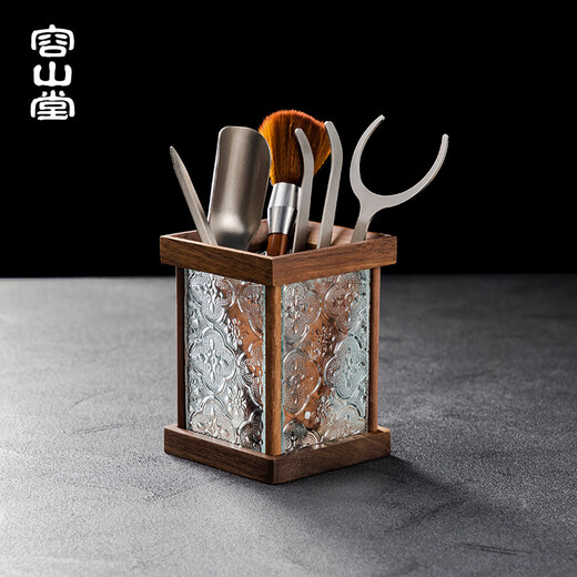 Rongshantang Pure Titanium Tea Ceremony Six Gentlemen Set Tea Knife Tea Clip Pot Pen Tea Cup Holder Fork Tea Bucket Tea Set Accessories Rosewood Pure Titanium Gentleman Set + Ruyi Storage Bucket