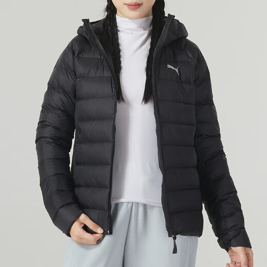 彪马（PUMA）套装女运动服两件套 冬季轻薄羽绒服连帽外套时尚潮流束脚长裤 672283-01+682160-01 XS
