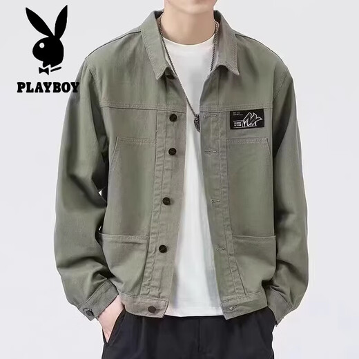 Playboy Jacket Men's Spring y Autumn 2025 NUEVA Camisa Lapa de la chaqueta de trabajo para hombres Autumn Men's Tope de vestidos de otoño a principios de otoño [Versión actualizada] K12806 Negro 3xl [sugerido 155-168Jin [Jin iguala 0.5 kg]]]