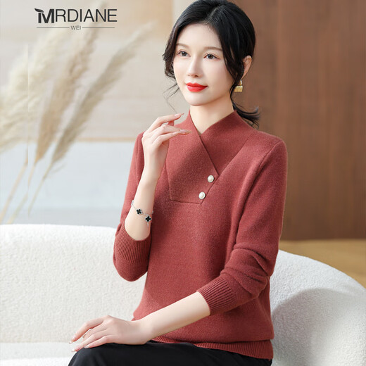 Mrdiane wei warm velvet sweater women's sweater all-in-one velvet thickened bottoming shirt women's top coffee red one size