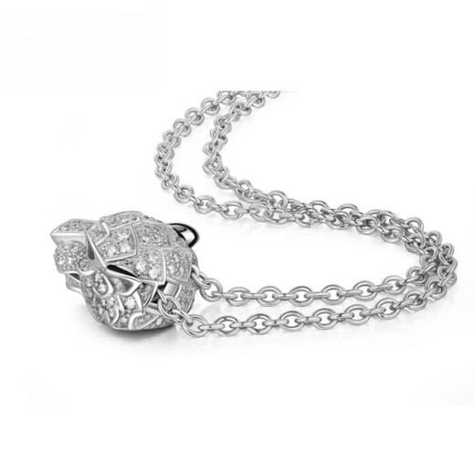 DL 1998 Fat Donglai same style pt950 platinum pendant necklace silver 18 necklace couple men and women fashion leopard head necklace + pendant (men's style)