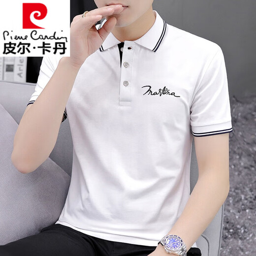 皮尔卡丹（pierre cardin）男士短袖翻领polo保罗衫棉商务休闲青年半袖t恤百搭带领子潮流 S5009黑色 2XL