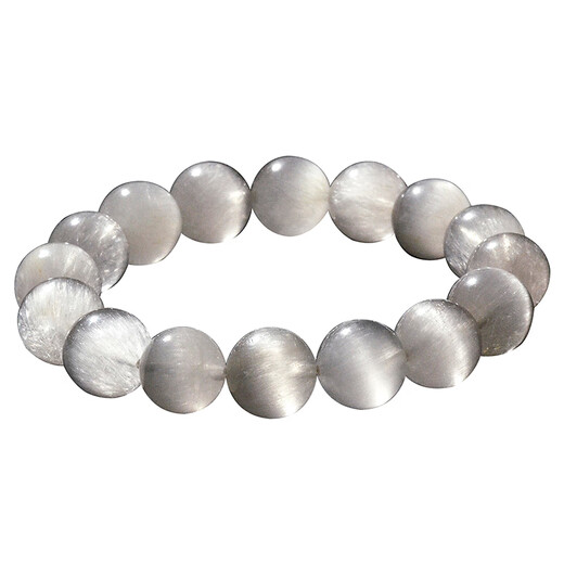 Eternal Symbol Collection Natural White Hair Crystal Bracelet Full of Smooth Hair Cat's Eye Stone Men's and Women's White Rabbit Hair Bracelet Couple Gift to Bring Wealth and Industry Collection-Grade Natural Brazilian Cat's Eye-10mm