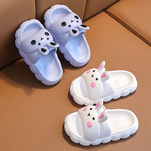 G.duck little yellow duck slippers for small and medium-sized children in summer, super cute rabbit cartoon, indoor and outdoor girls bathing, non-slip and cool when stepping on poop, pink 22-23 sizes/inner length 15cm