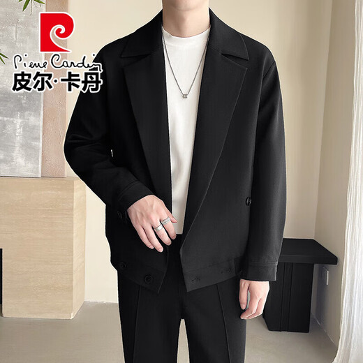 Pierre cardin light-maturity jacket for men 2025 spring new style middle-aged and young men handsome trendy and versatile suit collar knitted jacket for men off-white XL