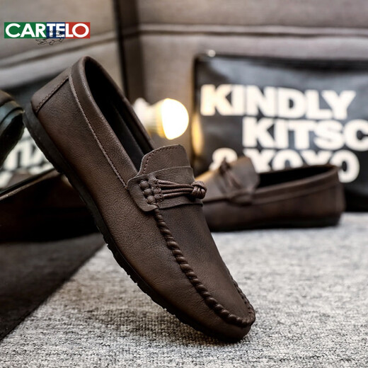 
CARTELO Summer Men's Shoes Loafers Men's 2025 Korean Style Men's Casual Leather Shoes Soft Sole Social Young Men's Youth Shoes D826 Black 42