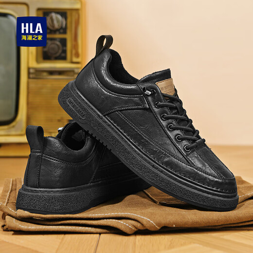 Heilan House (HLA) Men's Shoes Casual Shoes New Breathable Sneakers Your Lace-Free Men's Retro Shoes Black Velvet Style HAABXM4CBF675 43