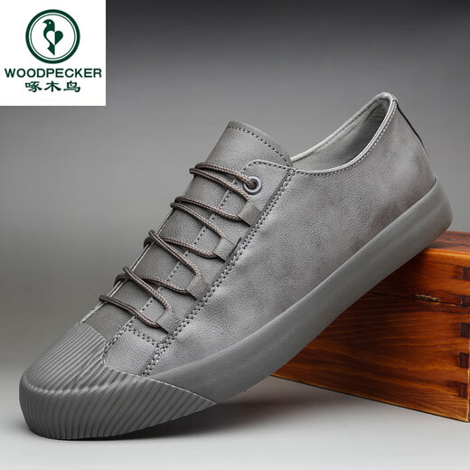 Woodpecker Herrenschuhe Frühling und Herbst Herren lässige Lederschuhe Low Top Schuhe Schnürpüre-up koreanischer Stil Vielseitige britische Schuhe Herren trendige Schuhe SS9851 Kaffee 43