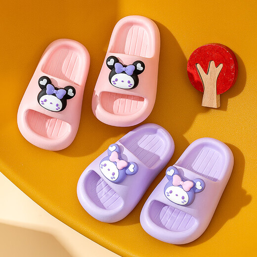 Miaoyoutong children's slippers for boys and girls soft-soled indoor beach sandals baby non-slip bathing sandals summer purple 15.5 (size 24-25) inner length about 15.5cm