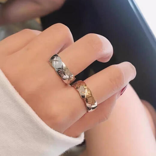 Fujiu customized 18K gold ring for women rose gold color gold rhombus wedding ring gold couple ring light luxury high-end ring for men fashion version - rose gold (beige gold) color width 1 US size 5 (Chinese size 10-11)