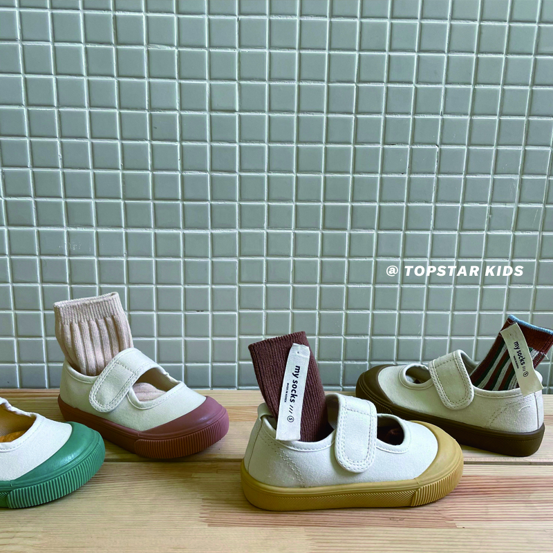 TOPSTAR children's canvas shoes girls boys kindergarten indoor shoes small white shoes baby children's shoes soft sole shoes pink 24