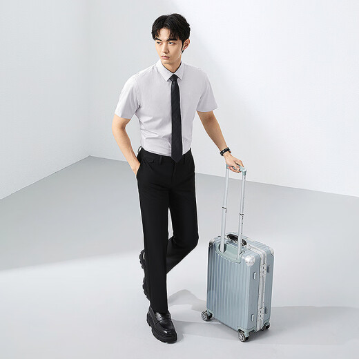 柒牌方领短袖衬衫男2025夏季新款细条纹商务亲肤南男士休闲白衬衣 大白 40 (175/92A)