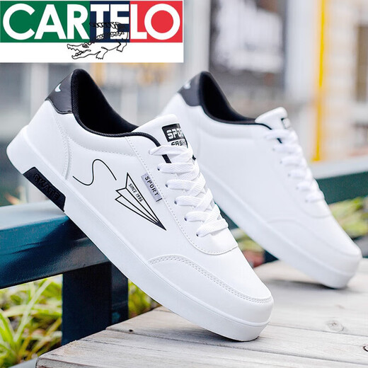 Cartelo Internet Celebrity Brand Main Men's Shoes 2025 Модные осенние туфли белая повседневная спортивная обувь Весна и осень белая обувь 3882 Белая кожа плюс бархат 37 Стандартный код