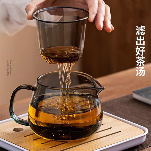 Penguin teapot heat-resistant glass teapot teacup tea water separation kettle filter kettle tea set Penguin teapot gray heat-resistant and explosion-proof 500ml