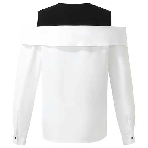 Gloria shirt white solid color women's fake two-piece contrasting design commuter high-end top shirt 1E2L3E210 03W original white XS
