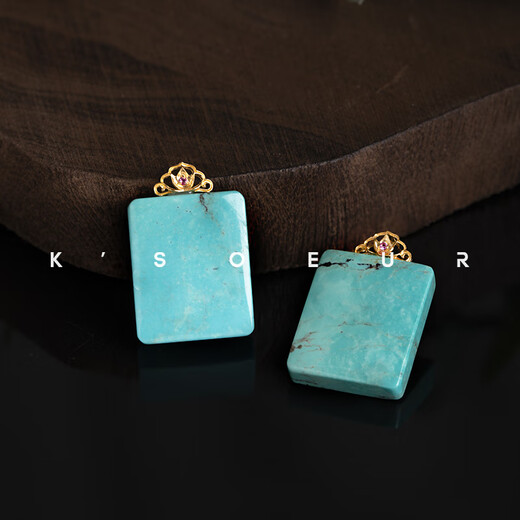 Weici original high-end design simple 18K gold turquoise pendant with certificate gift box diversity 18K gold turquoise pendant
