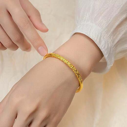 New product counter, same style gold-colored bracelet, ancient method, inherited plain ring, solid curly grass pattern bracelet, new Chinese style for mom, solid curly grass pattern bracelet