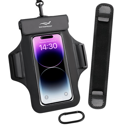 JPHZNB mobile phone waterproof bag floating diving swimming bag 68 inches Apple Huawei universal diving arm bag wrist bag classic black