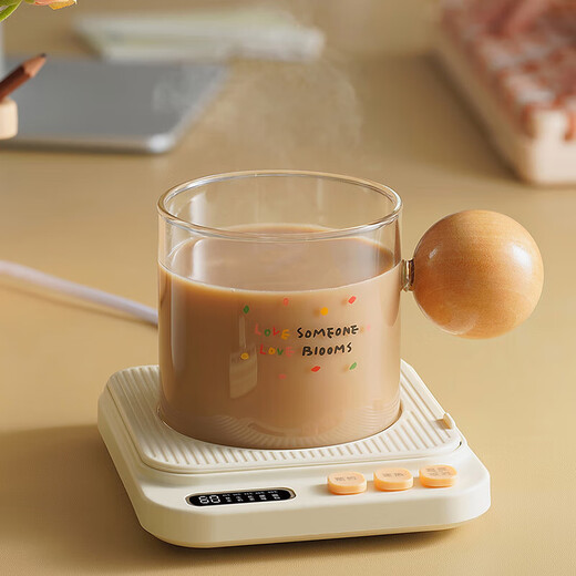 Bear thermos coaster electric coaster heating coaster constant temperature heater warm milk heater office tea seat multi-container compatible with multi-level temperature adjustment autumn and winter health gifts P40F8 gift box single coaster can hold 0.3L -0.6L cup