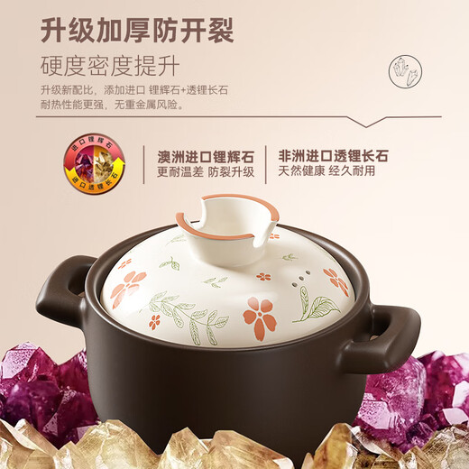 Royalstar Clay Pot and Soup Pot Ceramic Stew Pot and Soup Pot for Household High Temperature Resistance and Not Easy to Crack Clay Pot for Gas Stoves Shallow Soup Pot Suitable for 4-7 People 3L
