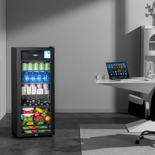 Xinfei (Frestec) Ice Bar Refrigerator Fresh Cabinet European Constant Temperature Red Wine Cabinet Hotel Home Living Room Refrigerator Mini Small Single Door Office Fresh Keep Display Sample Tea Beverage Cabinet 178 Liter Black Liner Refrigeration + Micro Freezing + With Light + Lock