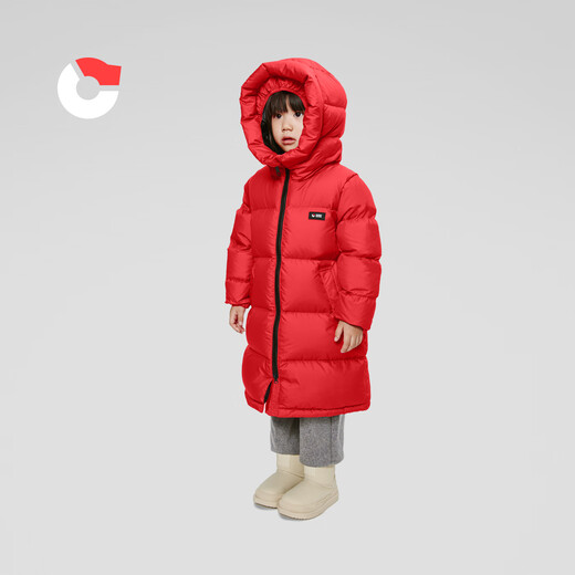 Kindermädchen-Kinder-Down-Jacke mit langen, dicken, hochgefüllten samtwinddichten und warmen mittelgroßen Kinderbaby Winterjacke China Red 110