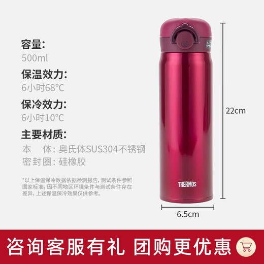 Thermoskary Edelstahl Thermosbecher Männer und Frauen Studenten Wasserbecher Großkapazitätsbecher -Geburtstagsgeschenke können Gruppenkundenschriften JNR rot 500 ml kaufen.
