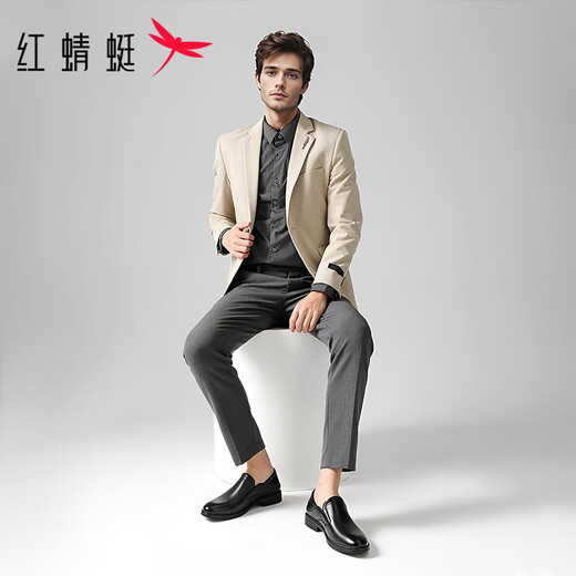 
Red Dragonfly Men's Shoes 2025 New Top-layer Cowhide British Business Casual Leather Shoes Men's Formal Commuter Loafers Black [Four Seasons Single Shoes] WTA15253 39 Leather Shoes Size, This 40=Sports Shoes Size 41