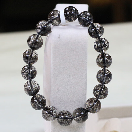 DL 1998 Chinesisches Valentinstag Geschenk Fett Donglai Qualität schwarzes Haarkristallarmband Ein Bild Brasilianische Tianlan -Titankristallarmband 12529 12mm schwarzes Haarkristall