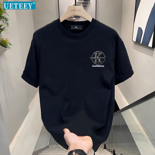 
UETEEY Hong Kong style short-sleeved men summer loose American T-shirt for boys new fashion brand trendy men couple half-sleeved V761 white 4XL