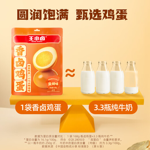 王小卤香卤鸡蛋盐焗味鸡蛋零食休闲零食泡面搭档早餐 即食672g16-20颗