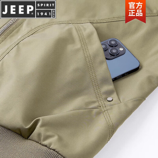 JEEP SPIRIT夹克男春秋季休闲美式棒球服新款秋冬季男士棉服飞行员外套男 JWD9226加棉 黑色 厚款 XL