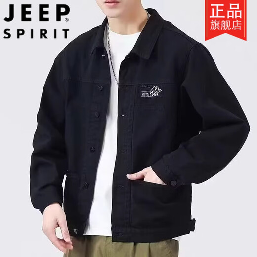Jeep (Jeep) Jacke Herren Frühling und Herbst 2025 Neues Hemd Revers Herbst Herren Work Jacke Frühherbst-Jacke Top [Upgrade-Version] K12806 Black [Empfohlen 180-200jin [Jin Equals Equals]] 5xl