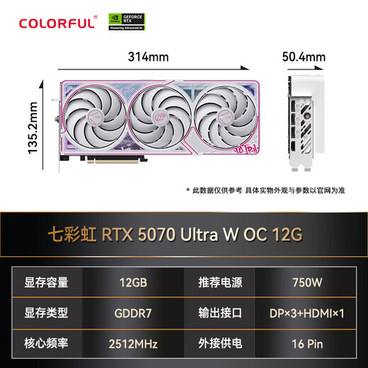 Colorful RTX 5070Ti E-sports game design AI rendering live broadcast desktop assembly computer independent graphics card 5070 Ulrta W OC 12G