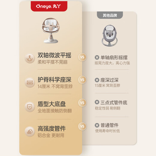 丸丫婴儿摇摇椅智能电动哄娃神器躺睡带娃宝宝摇篮床躺椅香槟金