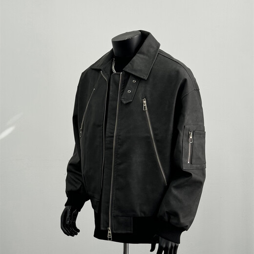 
POUM American retro trendy brand PU leather jacket men's spring and autumn style trendy high arcade motorcycle clothing hip-hop jacket SY-Y1029 brown XL