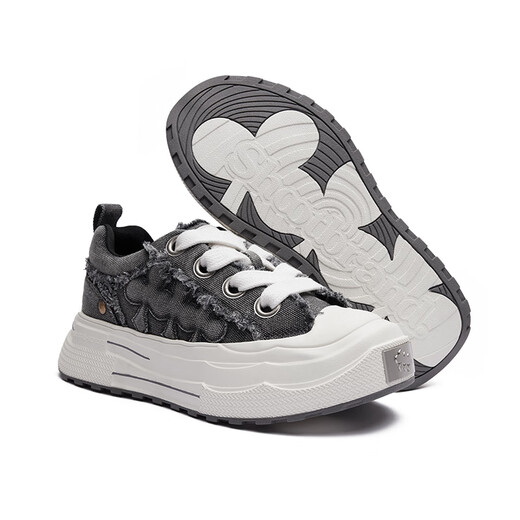 SHOOT BRAND Reprise Series Wear-Resistant Thick-soled Heightened Retro Denim Gray Canvas Shoes Same Style for Men and Women Denim Gray 36