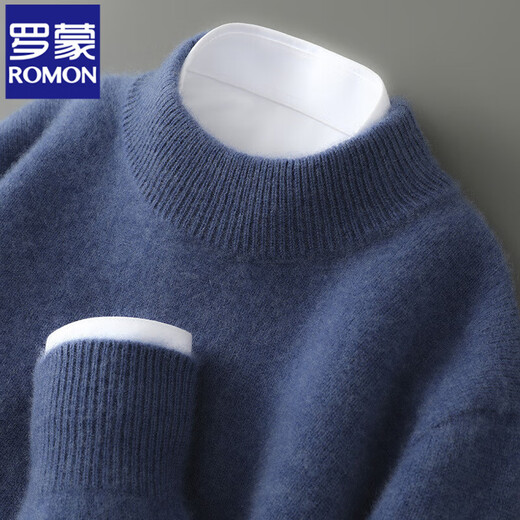 ROMON high-end first-line ready-to-wear pure wool sweater men's autumn and winter half turtleneck thickened warm pullover sweater loose bottoming shirt camel half turtleneck-826 XL