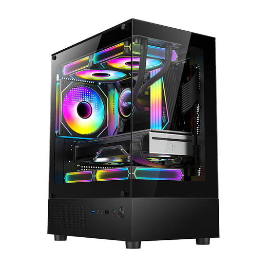SUMTAX Xuanwu MINI gaming computer desktop main box vertical air duct air cooling/M-ATX motherboard/240 water cooling/270 sea view room/4090 graphics card new model-Xuanwu MINI-black USB2.0 acrylic side view