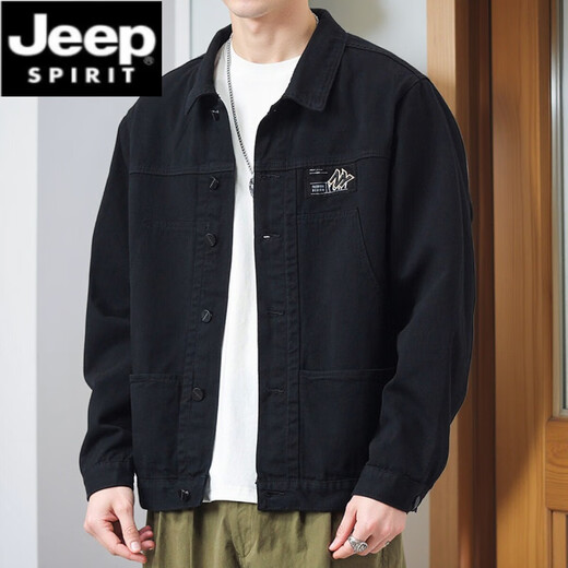 Jeep Spirit Jacket Men's Spring y Autumn 2025 Camisa nueva Lapa de la chaqueta de trabajo para hombres de otoño Autumn Jacket Top [Versión de actualización] K12806 Khaki M [recomendado 90-120Jin [Jin iguala 0.5 kg]]]