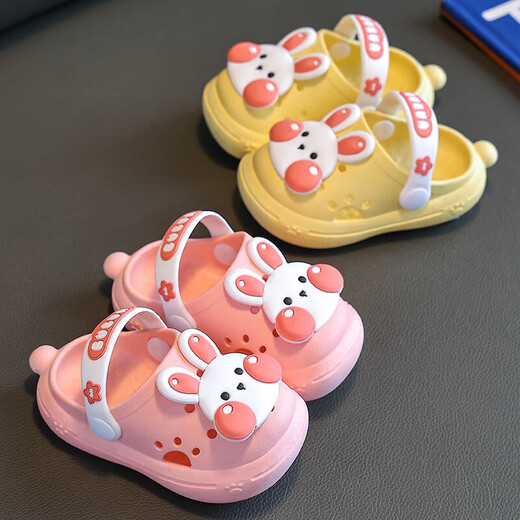 Kinder-Cartoon-Lochschuhe im Sommer Baby im Innen- und Außenbereich Little Boy Badeschuhe weiche Sohle nicht rutschfestes Kinder zu Hause Pink-Rabbit 24-25 Größe 15 cm (geeignet für weniger als 3 Jahre)