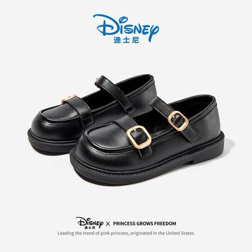Disney children's shoes girls spring and autumn student black leather shoes performance shoes stage leather shoes DP22325 black 37