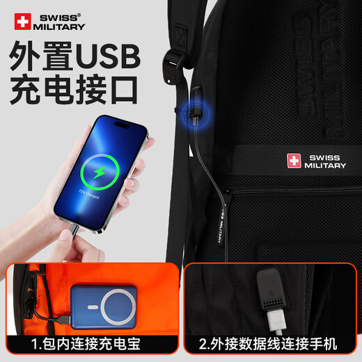 
SWISSMILITARY Swiss Army Knife Backpack Men's Business High-end Computer Bag Leisure Commuting Large Capacity School Bag Travel Backpack Black [Back Honeycomb Board] Large size 15.6 inches 30*19*47cm