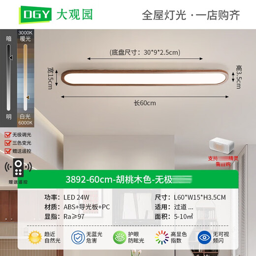 Grand View Garden (DGY) коридор светодиодный потолочный свет Современный простые ретро-ретро-длинные длинные крыльцы балконы лампы O263 24W 3892-60CM-Wuji Elf-полное спектр
