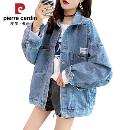 皮尔卡丹牛仔外套女学生韩版宽松早春外套春秋棒球服外穿牛仔衣2025新款潮 9926#蓝色 XL 【建议131--145斤】