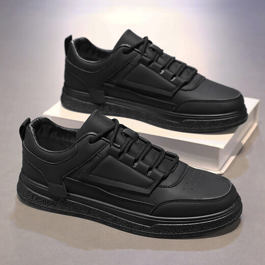 Wang Zhibu Couleur solide Chaussures de planche blanche 2025 Chaussures de sport étudiantes Spring and Automne Nouvelles chaussures décontractées épaisses Sole Hauteur-Enhancing Chaussures blanches 1105 Black 39