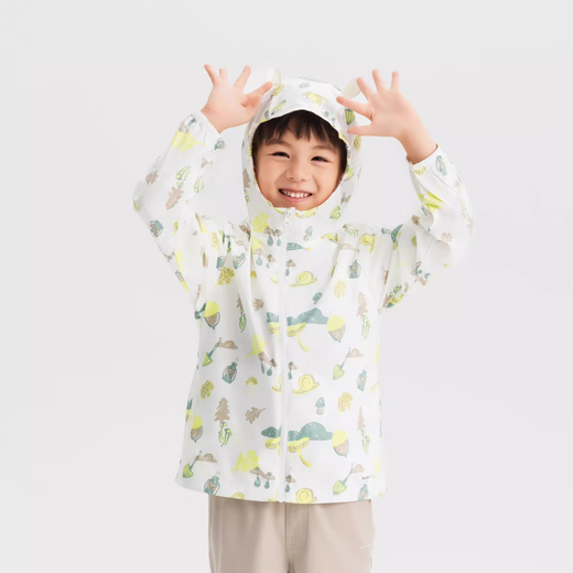 Decathlon (DECATHLON) children's sun protection clothing, cool feeling, breathable and light, baby sun protection skin clothing, male infant sun protection clothing, beige cute (children) - 2025 new style 160 XS /89-95cm 2-3 years old