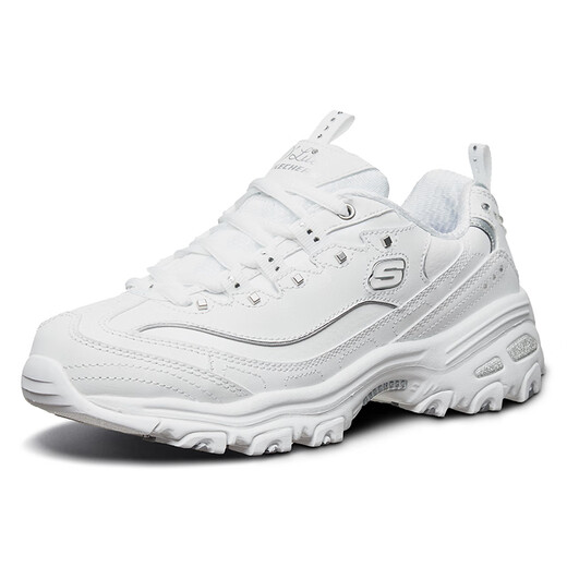 Skechers Chaussures féminines automne et hiver 2025 Nouvelles chaussures de panda en cuir épaisse semelles accordées papa chaussures blanches Sneakers décontractés non glissés 11979-WSL 35