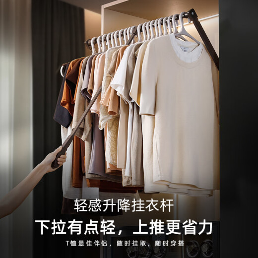 XMSJ道璞道璞轻感款衣橱柜内下拉式升降衣柜挂衣杆可伸缩调节内置衣杆 铰链大于2.5柜宽898-1098摩卡色